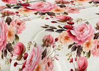 Trapunta Piumone Invernale Imbottita 300gr Microfibra Diadema Flower - 2 Piazze - D14 Rosa