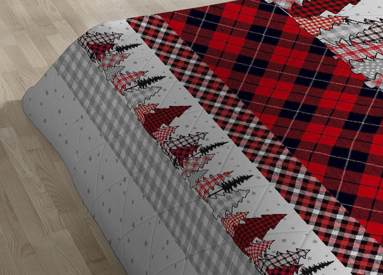 Trapunta Piumone Invernale 300gr Cotone Made Italy Disegno Tirolese Renna - Matrimoniale - Renna