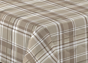 Trapunta Piumone Letto Invernale Imbottita 300gr Scaldanotti Tartan - 1 Piazza - Beige