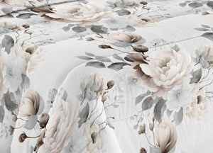 Trapunta Piumone Invernale Imbottita 300gr Microfibra Diadema Flower - Piazza E Mezza - D13 Grigio