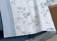 Completo Lenzuola Letto Calda Flanella 100% Cotone Disegno Praga - Matrimoniale - Azzurro