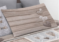 Completo Lenzuola Linea Pensieri Delicati 100% Cotone Disegno Shabby Love - Singolo - Beige