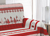 Telo Arredo Granfoulard Copritutto Cotone Copriletto Multiuso Disegni Invernali OB - 2 Piazze - Oliver Rosso