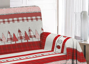 Telo Arredo Granfoulard Copritutto Cotone Copriletto Multiuso Disegni Invernali OB - 2 Piazze - Oliver Rosso