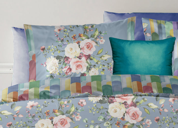Copripiumino Double Face Matrimoniale Digitale Cotone Percalle Loft Acquarello