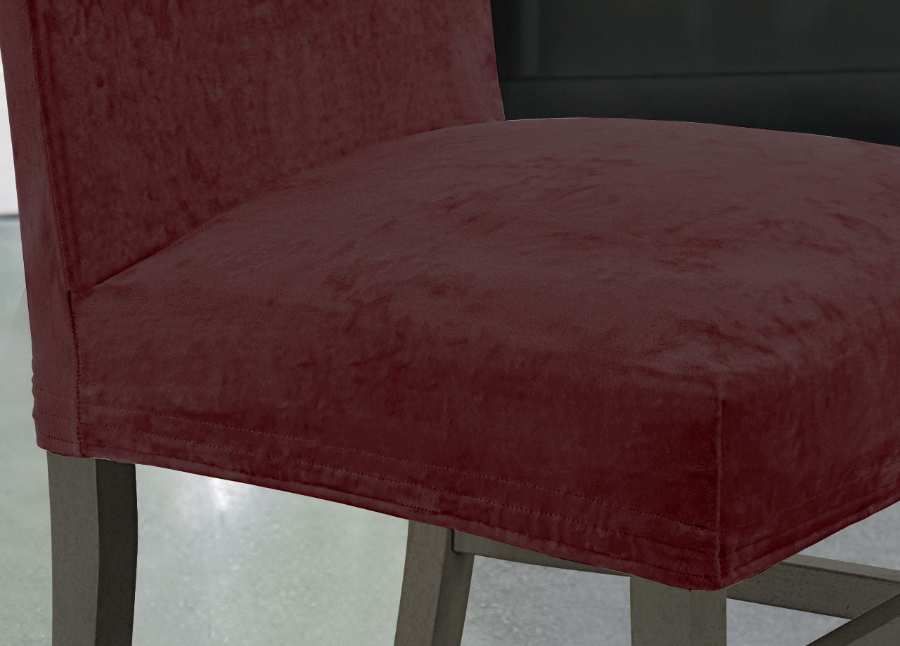 Set 2 Coprisedia Con Schienale Tinta Unita Effetto Velluto Morbidissimo Granata