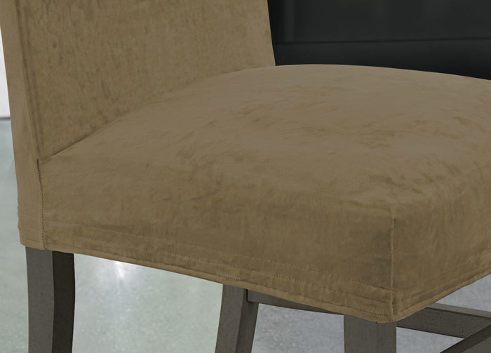 Set 2 Coprisedia Con Schienale Tinta Unita Effetto Velluto Morbidissimo Tortora