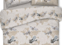 Copripiumino Sacco Piumone Pensieri Delicati Cotone Disegno Aerei - Singolo - Beige