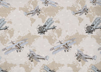 Copripiumino Sacco Piumone Pensieri Delicati Cotone Disegno Aerei - Singolo - Beige