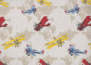 Copripiumino Sacco Piumone Pensieri Delicati Cotone Disegno Aerei - Singolo - Multicolore