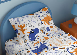 Sacco Copripiumino In 100% Cotone Made Italy Disegno Dino - Piazza E Mezza - Dino