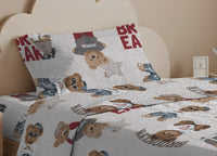 Sacco Copripiumino In 100% Cotone Made Italy Disegno Teddy - Matrimoniale - Beige