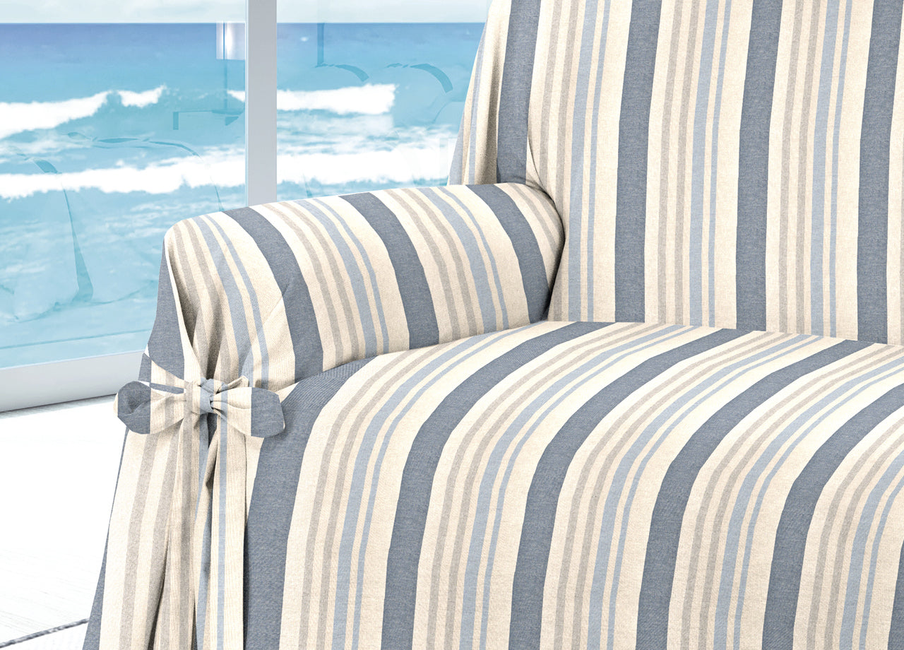 Copridivano Fodera Telo Protezione Divano Con Laccetti Fiocco Riviera Blu - Poltrona - Blu