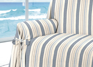 Copridivano Fodera Telo Protezione Divano Con Laccetti Fiocco Riviera Blu - 3 Posti - Blu