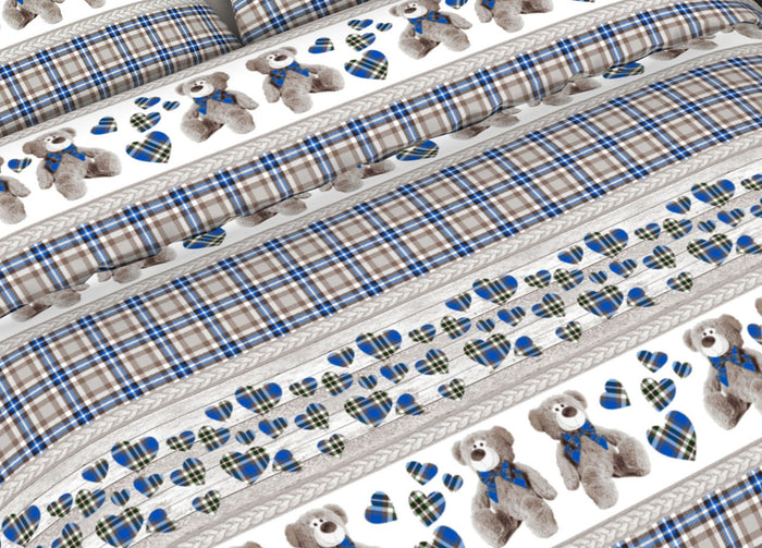 Completo Lenzuola Letto 100% Cotone Made Italy Disegni Invernali Natalizi C.N - 1 Piazza - Gigi Blu