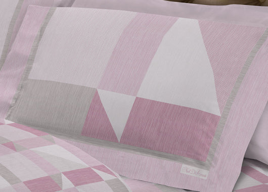 Completo Lenzuola Flanella Linea SuperEuropa 100% Cotone Disegno Atene 7879 - Piazza E Mezza - Rosa