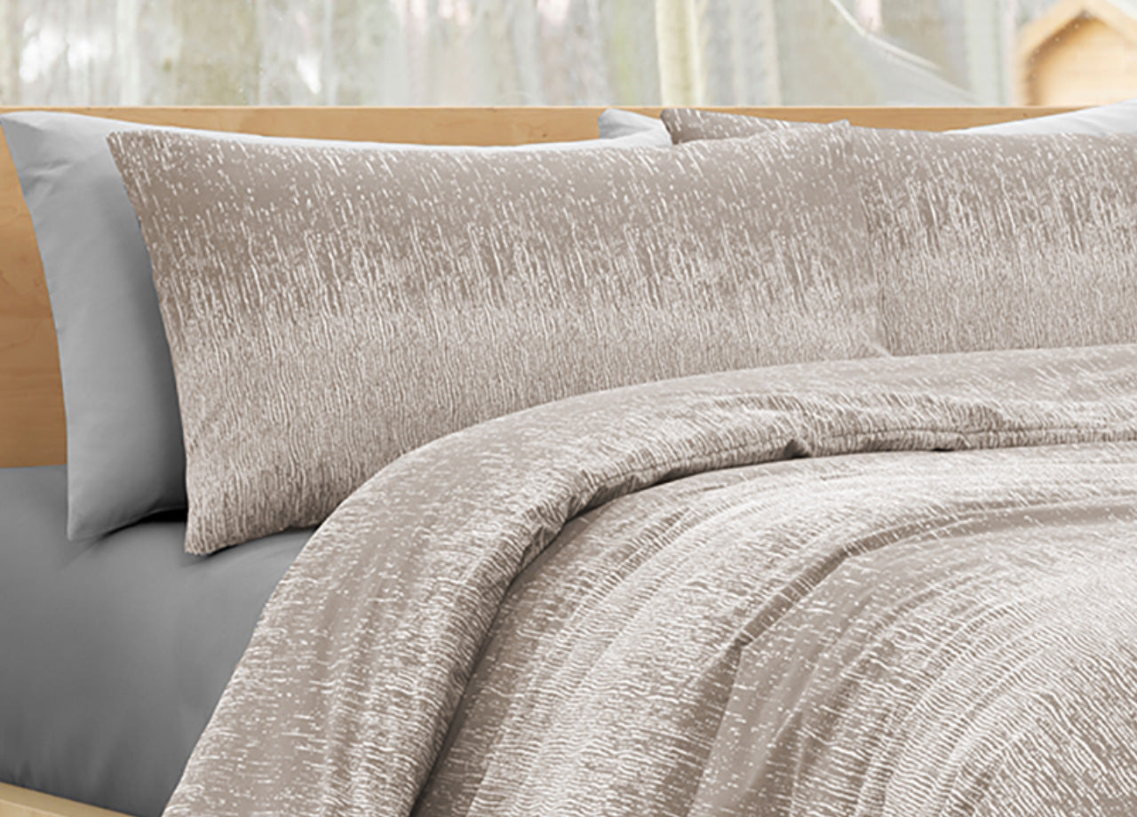 Completo Lenzuola Letto 100% Cotone Made In Italy Disegno Drops - Piazza e Mezza - Beige