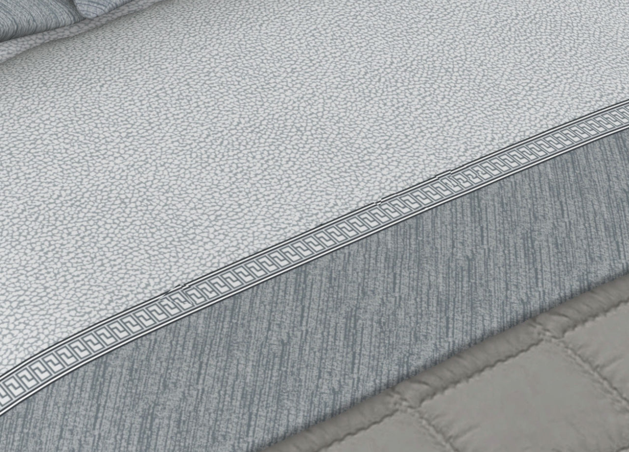 Completo Lenzuola Letto 100% Cotone Made Italy Disegno Borbon25 CN - Piazza e Mezza - Grigio