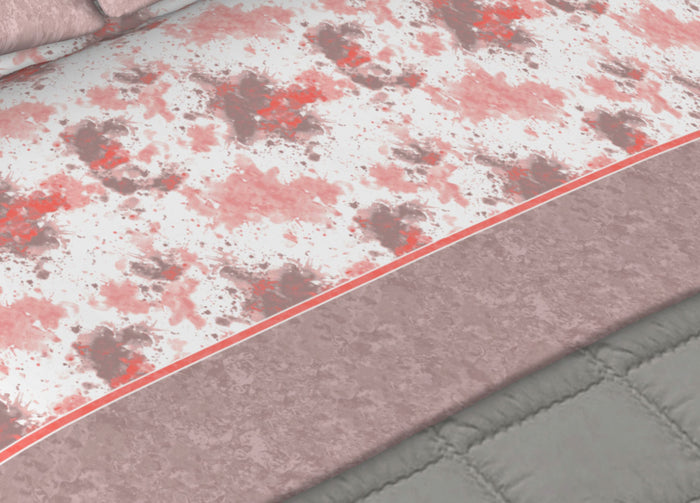 Completo Lenzuola In Morbida Flanella Made Italy Disegno Stain C.N - 1 Piazza E Mezza - Rosa