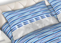 Completo Lenzuola 100% Cotone Made Italy Disegno Flow - Singolo - Azzurro