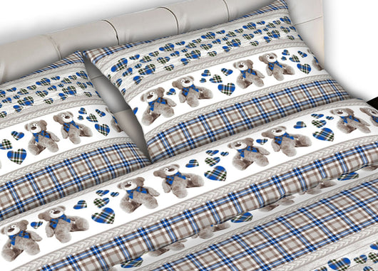 Completo Lenzuola Letto 100% Cotone Made Italy Disegni Invernali Natalizi C.N - 1 Piazza - Gigi Blu