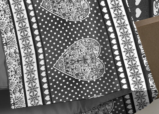 Completo Lenzuola Linea Pensieri Delicati 100% Cotone Disegno New Tirolo - Matrimoniale - Grigio