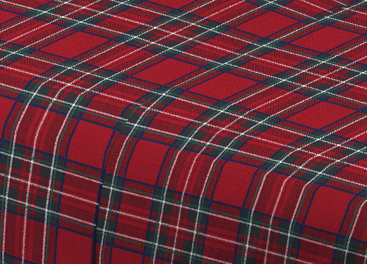 Completo Lenzuola In 100% Cotone Made In Italy Dis Scozzese Kilt - Maxi - Rosso