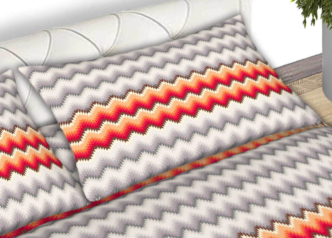 Completo Lenzuola Letto 100% Cotone Made Italy Disegno Trek CN - Matrimoniale - Arancio