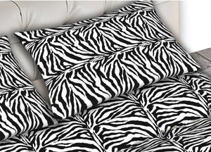 Completo Lenzuola In 100% Cotone Matrimoniale Dis. Zebrato C.N.