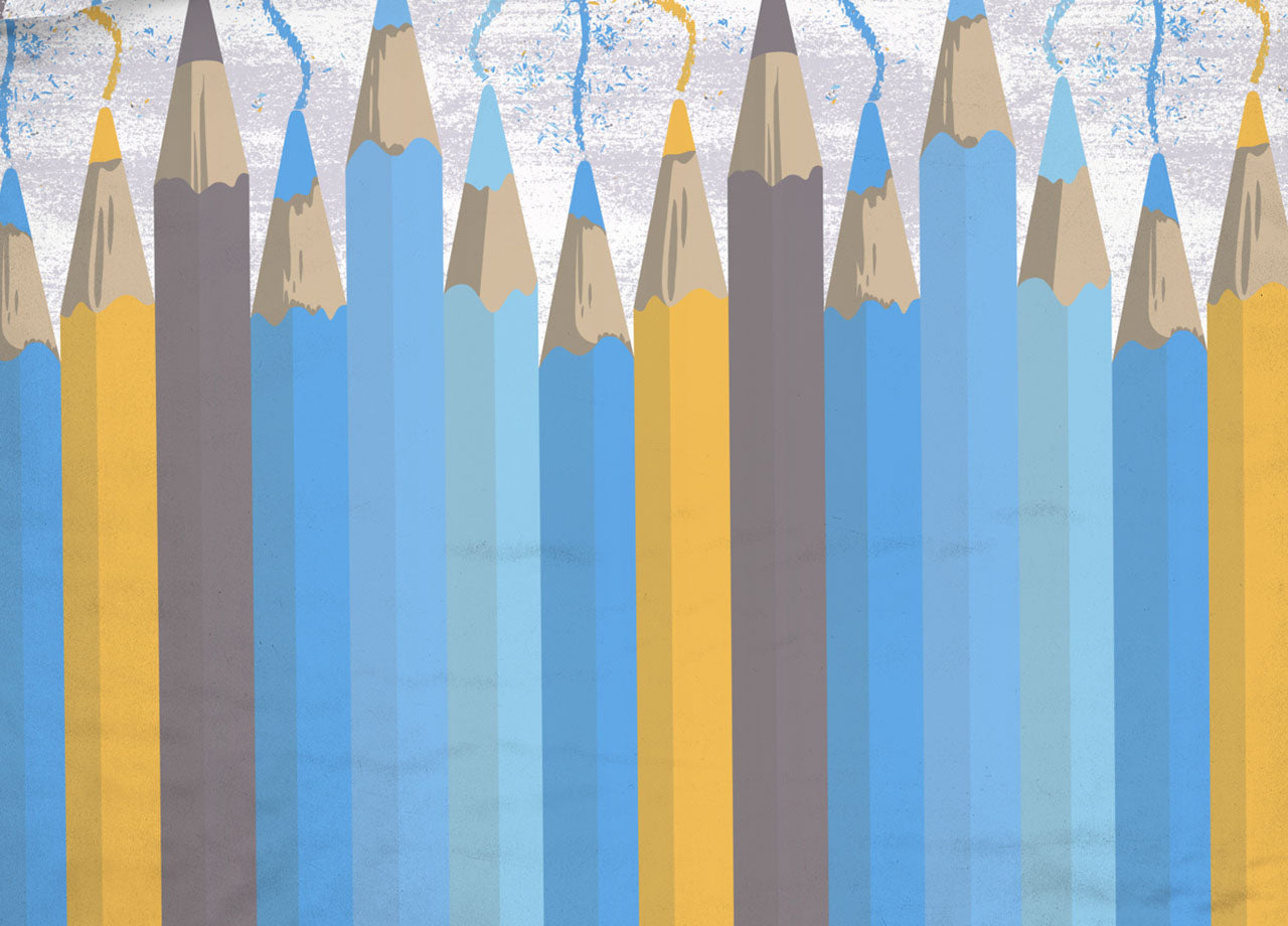 Copripiumino Sacco Piumone Pensieri Delicati Cotone Disegno Matitoni - Matrimoniale - Blu