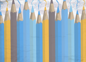 Copripiumino Sacco Piumone Pensieri Delicati Cotone Disegno Matitoni - Matrimoniale - Blu