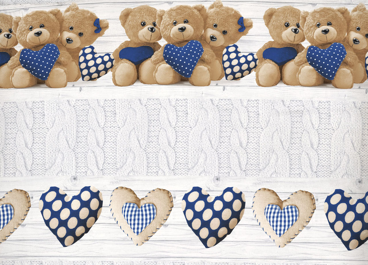 Copriletto Piquet Primavera Estate 100% Cotone Disegno New Orsetti - Singolo - Blu