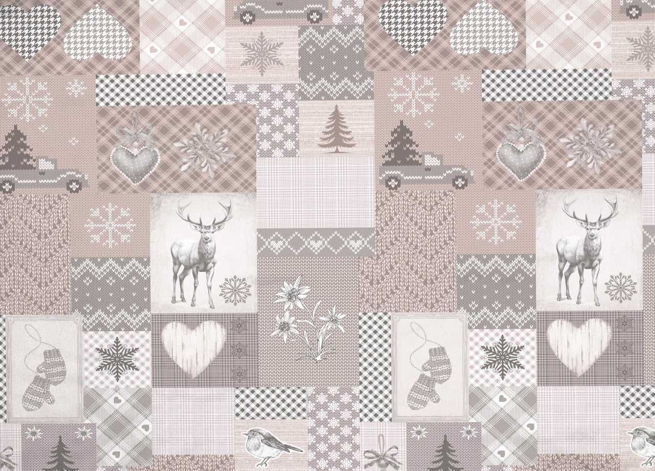 Copripiumino Sacco Piumone Pensieri Delicati Cotone Dis.Alpi - Matrimoniale - Beige