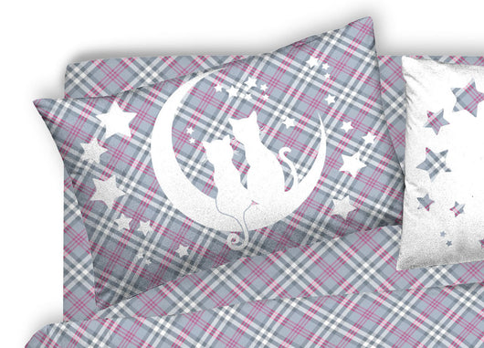 Copripiumino Sacco Piumone Pensieri Delicati 100% Cotone Dis Dillo Alla Luna - Matrimoniale - Rosa