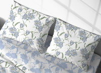 Sacco Copripiumino In Morbida Flanella 100% Cotone Dis. Magnolia - Matrimoniale - Azzurro