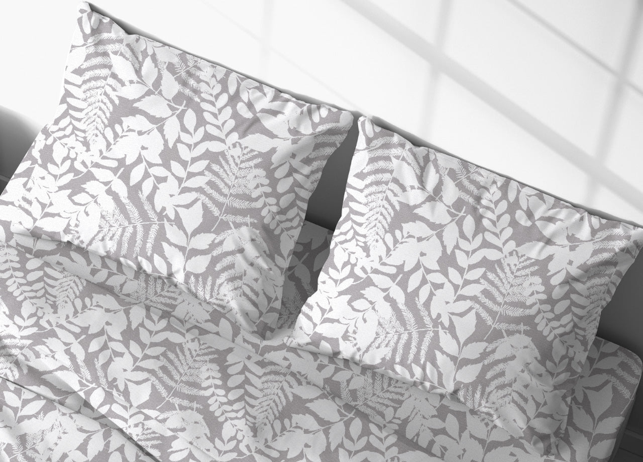 Completo Lenzuola Letto In 100% Cotone Made Italy Disegno Natura - Singolo - Beige