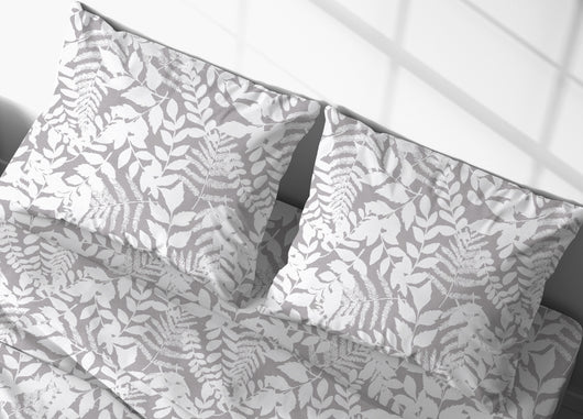 Completo Lenzuola Letto In 100% Cotone Made Italy Disegno Natura - Singolo - Beige