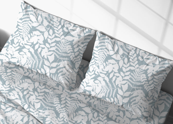 Completo Lenzuola Letto In 100% Cotone Made Italy Disegno Natura - Francese - Verde