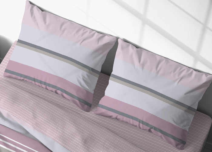 Coppia Federe Cuscino Letto Bottoni Laterali 100% Cotone Disegno Scia GI - Federe - Rosa