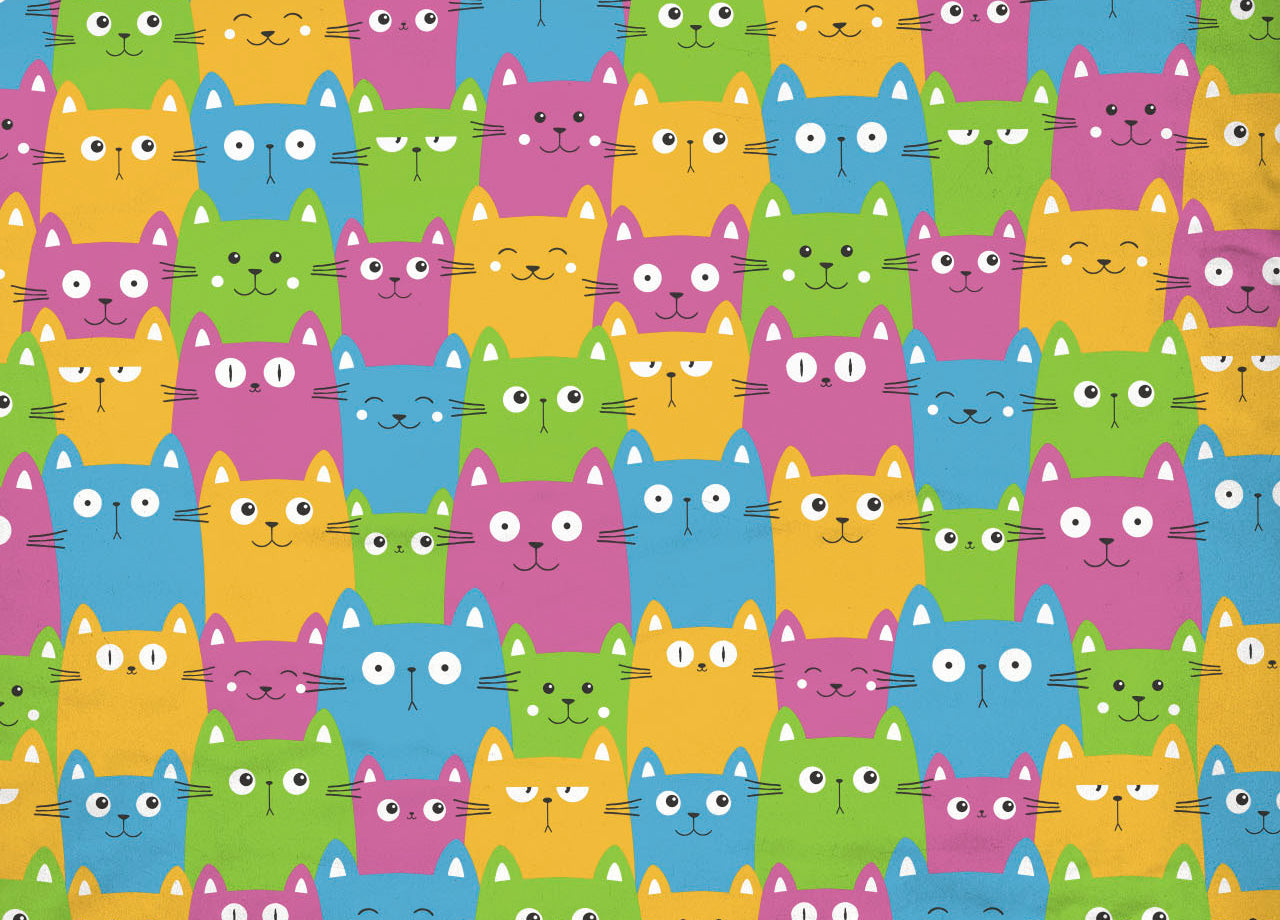 Copripiumino Sacco Piumone Pensieri Delicati Cotone Disegno Happy Cat Multicolor - Matrimoniale - Multicolor