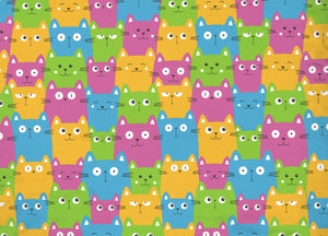 Copripiumino Sacco Piumone Pensieri Delicati Cotone Disegno Happy Cat Multicolor - Matrimoniale - Multicolor