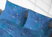 Completo Lenzuola Letto In 100% Cotone Made Italy Disegno Zodiaco 25GI - Maxi - Zodiaco 25GI