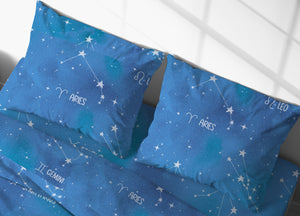 Completo Lenzuola Letto In 100% Cotone Made Italy Disegno Zodiaco 25GI - Maxi - Zodiaco 25GI