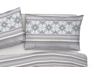Copripiumino Sacco Piumone Pensieri Delicati Cotone Dis. Norvegia - Matrimoniale - Grigio