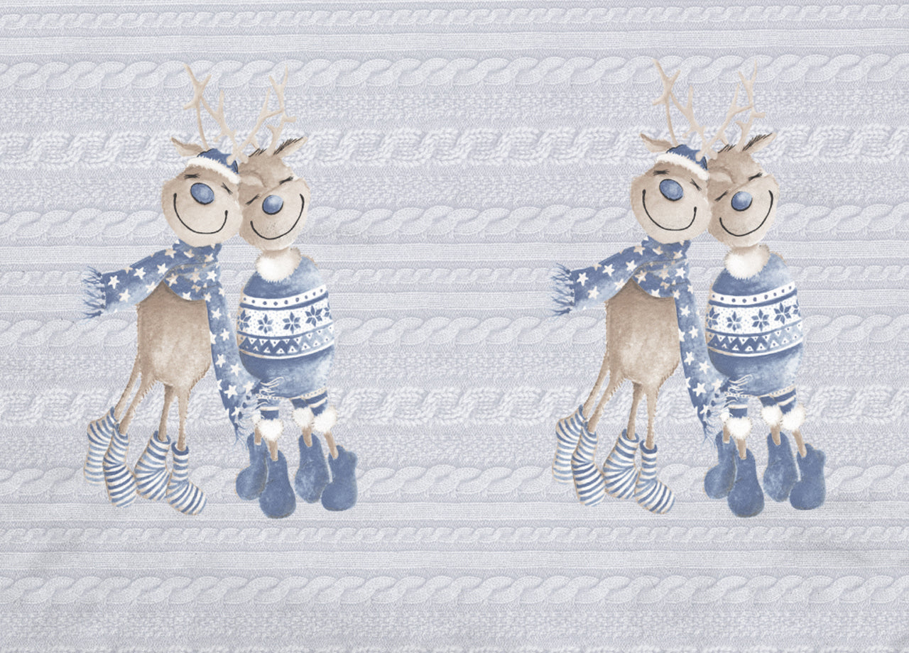 Telo Arredo Multiuso Linea Pensieri Delicati In Cotone Disegno Renna Blu - Singolo - Blu