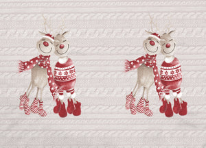 Telo Arredo Multiuso Linea Pensieri Delicati In Cotone Disegno Renna Rosso - Singolo - Rosso