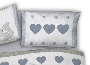 Copripiumino Sacco Piumone Cotone Flanella Pensieri Delicati Scoiattolo - Matrimoniale - Grigio