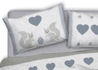 Copripiumino Sacco Piumone Cotone Flanella Pensieri Delicati Scoiattolo - Matrimoniale - Grigio