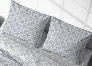 Completo Lenzuola Letto In 100% Cotone Made Italy Disegno Catena - Singolo - Grigio