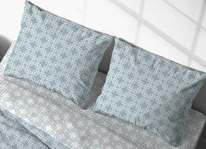 Completo Lenzuola Letto In 100% Cotone Made Italy Disegno Catena - Francese - Verde